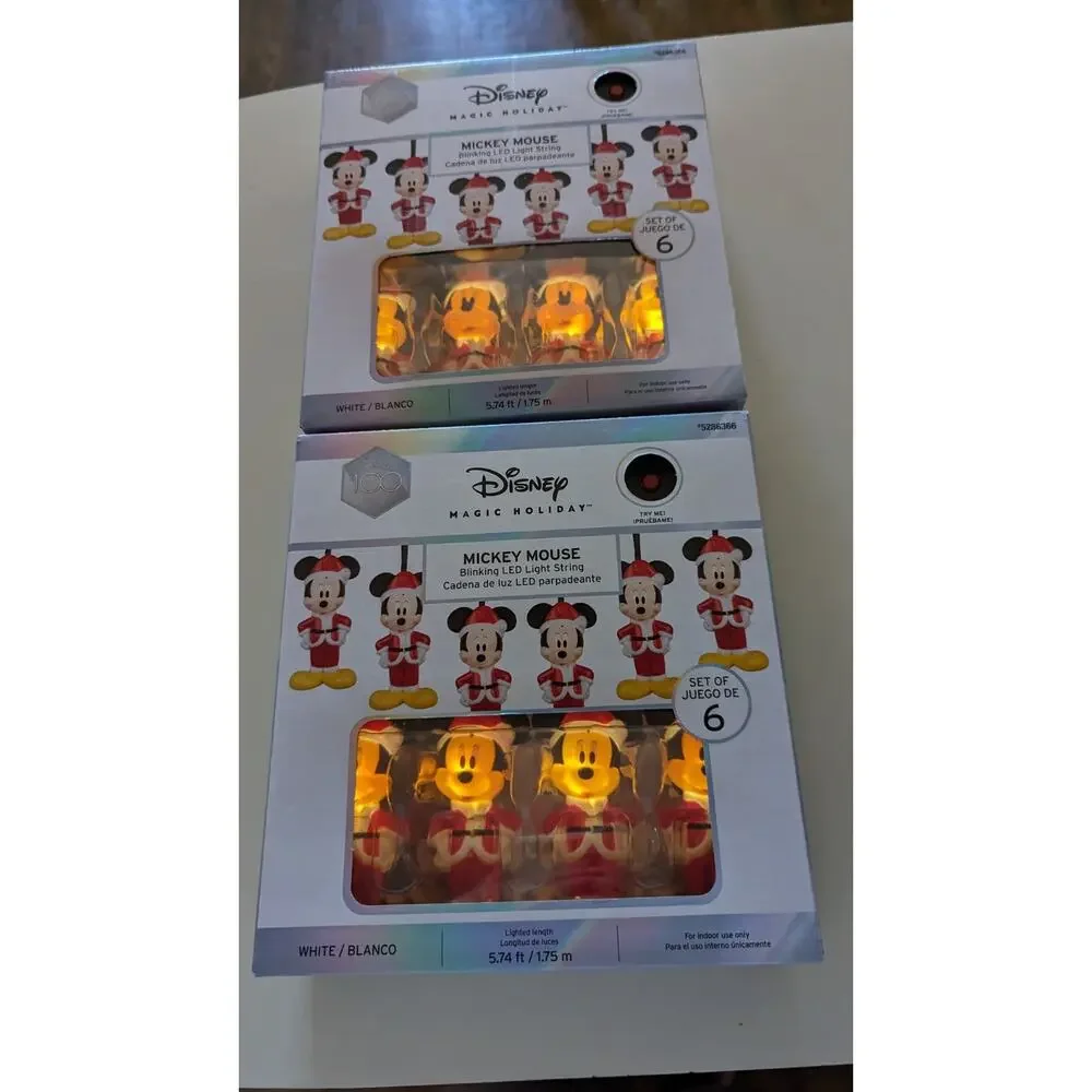2 Sets, New!! DISNEY MAGIC String Lights MICKEY SANTA Blinking LED!! 100 Years!